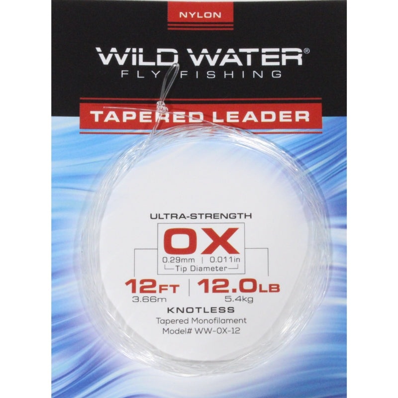 0X Tapered Nylon Monofilament Leader, 12′ | 6 Pack | Wild Water Fly Fishing