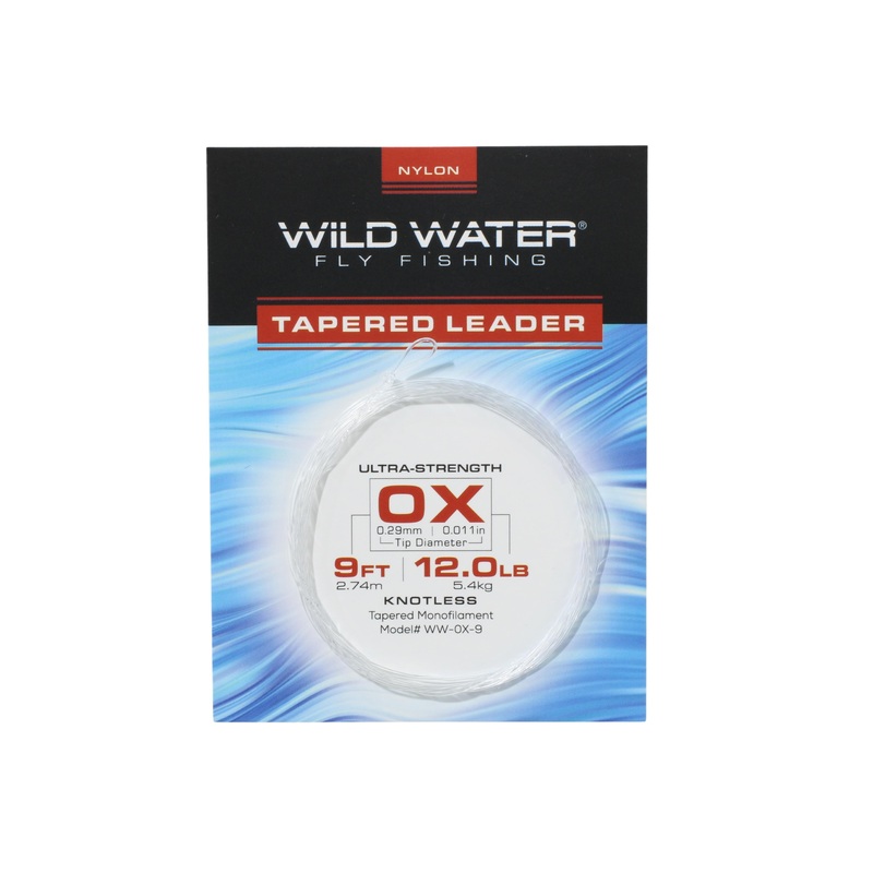 0X Tapered Nylon Monofilament Leader, 9′ | 6 Pack | Wild Water Fly Fishing