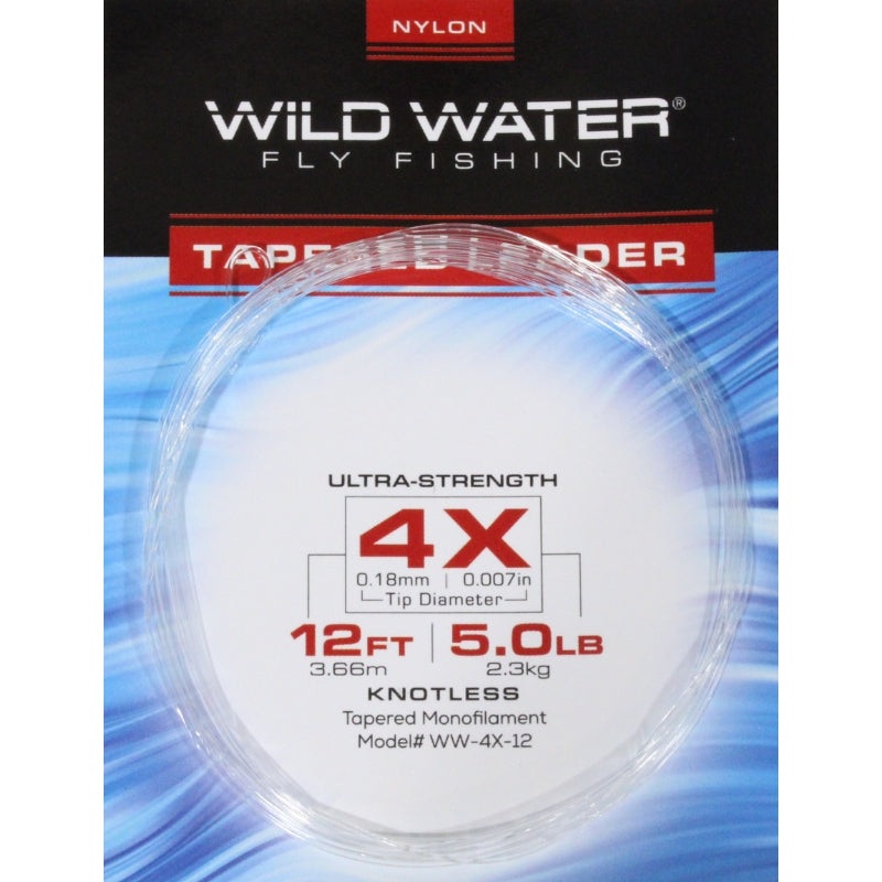 4X Tapered Nylon Monofilament Leader, 12′ | 6 Pack | Wild Water Fly Fishing