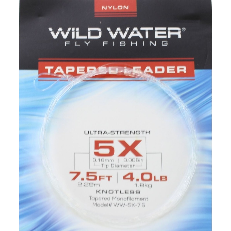7 1/2′ Tapered Nylon Monofilament Leader 5X, 6 Pack | Wild Water Fly Fishing