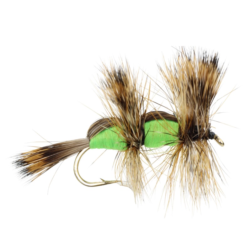 Double Humpy Fly, Size 10 | Green | Qty. 6 | Wild Water Fly Fishing