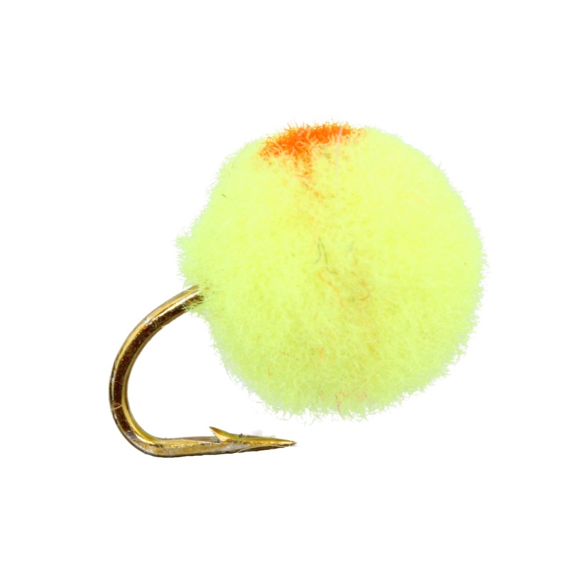 Egg Fly, Size 12 | Yellow with Orange Spot | Qty. 6 | Wild Water Fly Fishing