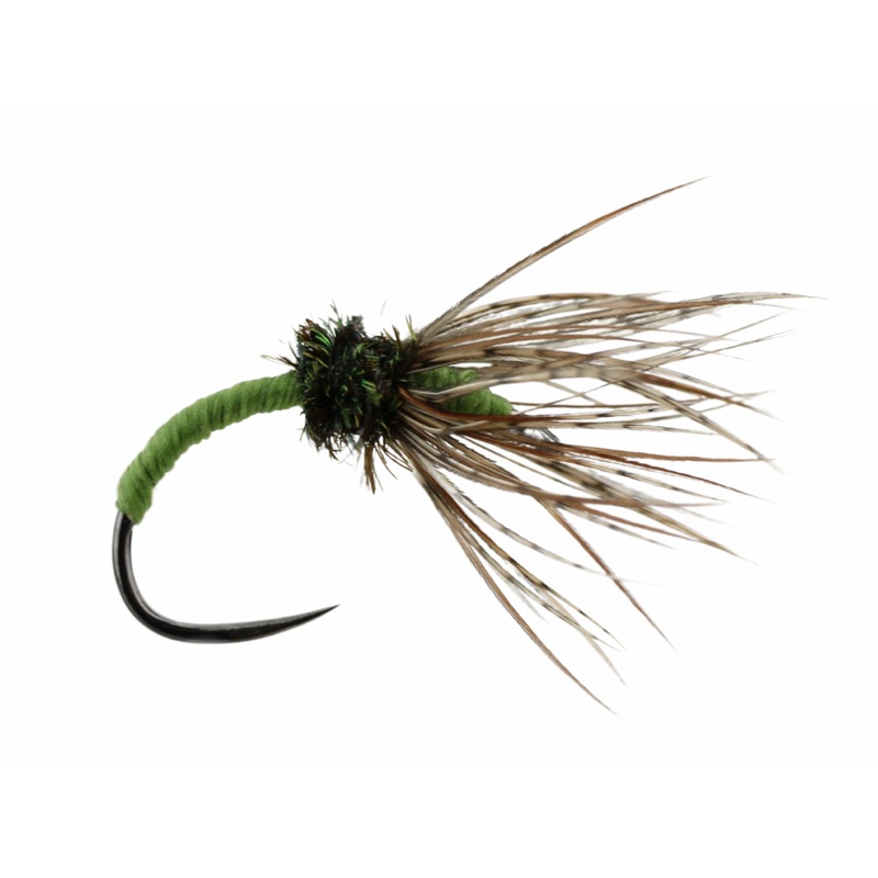 Sakasa Kebari Tenkara Fly, size 12 | Olive | qty. 6 | Wild Water Fly Fishing
