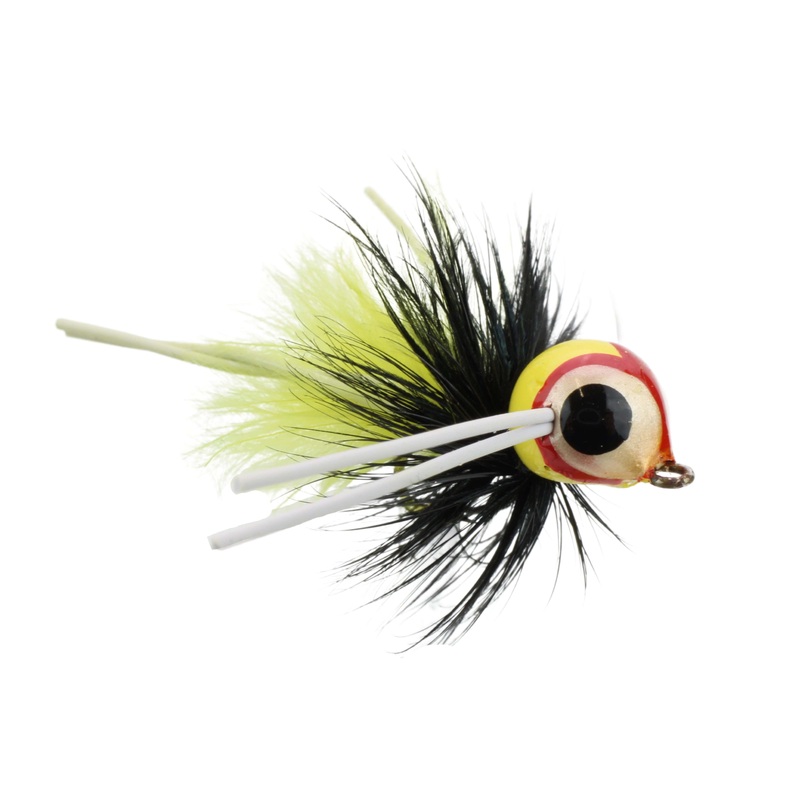 Spherical Body Panfish Popper, Size 10 | Yellow and Black | Qty. 4 | Wild Water Fly Fishing