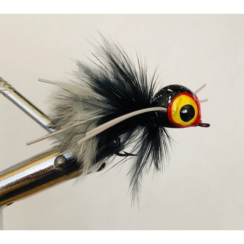 Spherical Body Popper, Size 4 |Black and White | Qty. 4 | Wild Water Fly Fishing