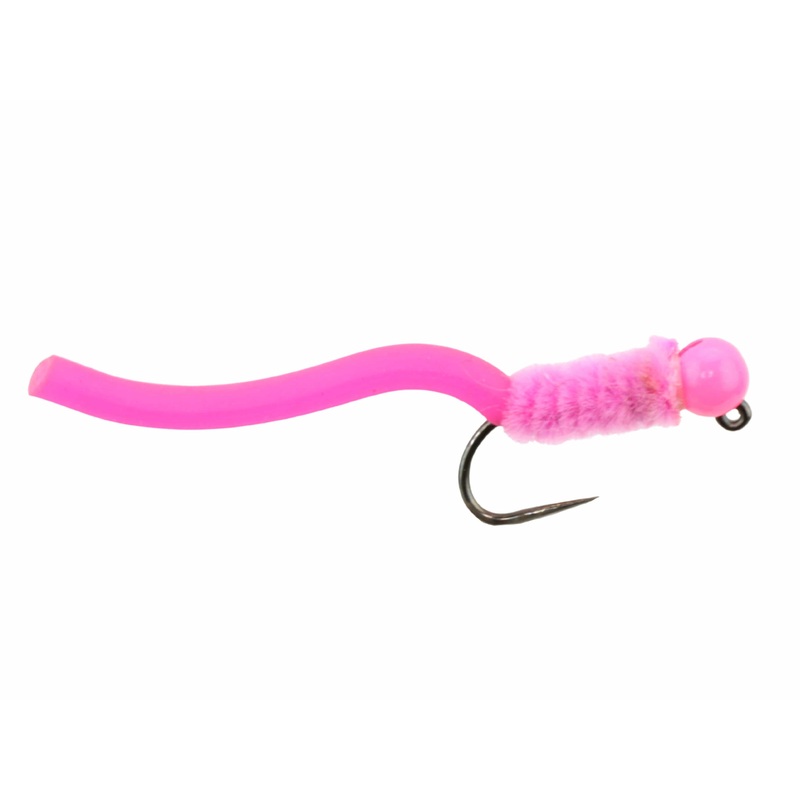 Tungsten Bead Head Squirmy Worm, Size 12 | Pink | Qty. 6 | Wild Water Fly Fishing