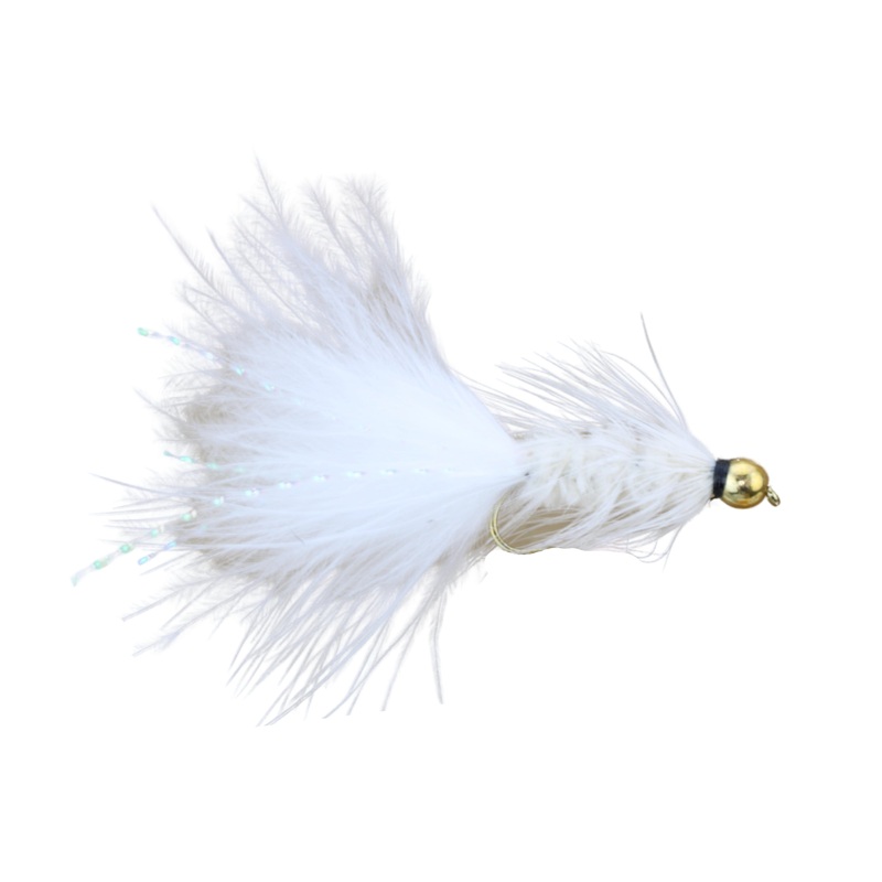 Wooly Bugger w/ Bead Head, Size 10 | White | Qty. 6 | Wild Water Fly Fishing