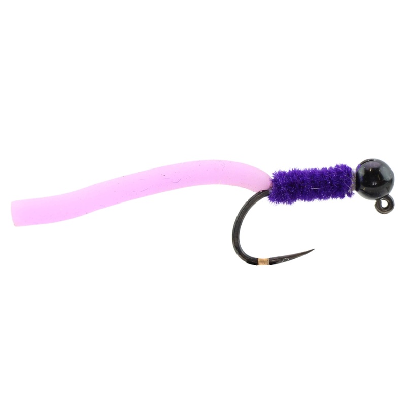 Tungsten Bead Head Squirmy Worm, Size 12 | Purple | Qty. 6 | Wild Water Fly Fishing