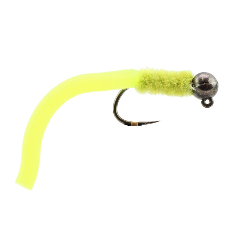Tungsten Bead Head Squirmy Worm, Size 12 | Yellow | Qty. 6 | Wild Water Fly Fishing