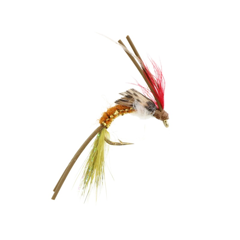 Woven Caddis with Rubber Legs, Size 10 | Brown and Olive | Qty. 6 | Wild Water Fly Fishing