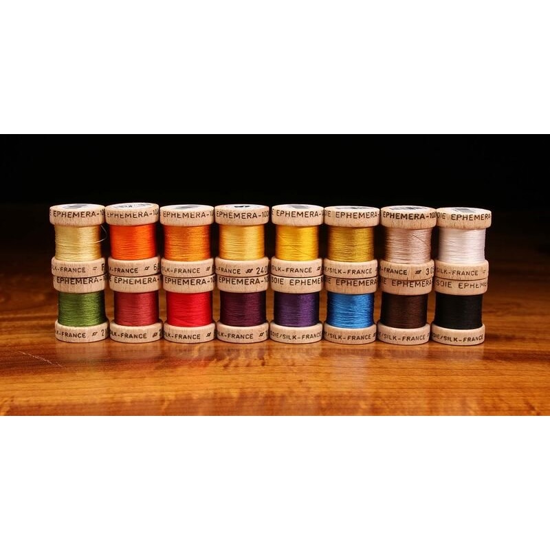 Ephemera Pure Silk Thread|Primrose|Light Olive|Golden Yellow|Orange|Burnt Orange|Red|Claret|Green|Golden Olive|Puce|Ash Gray|Violet|White|Black|Brown|Royal Blue