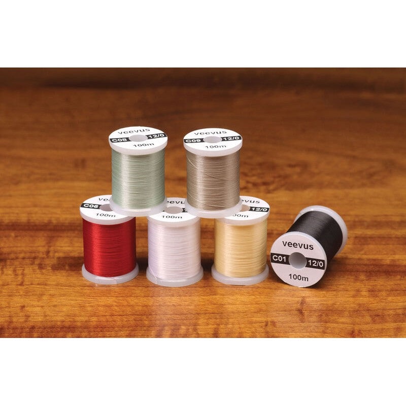 Veevus Thread 12/0|BLACK|DK OLIVE|DUN|FL CHART|FL GREEN|FL ORANG|LT CAHIL|LT OLIVE|PINK|RED|TAN|WHITE|12/0