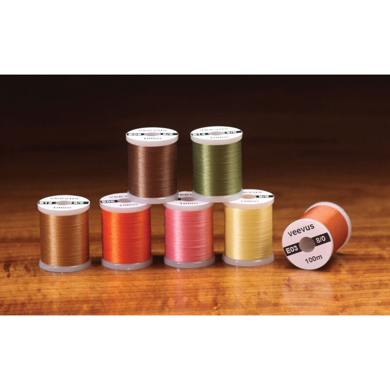 Veevus Thread 8/0|BLACK|BROWN|FL CHART|FL GREEN|FL ORANG|LT CAHIL|OLIVE|PINK|RED|RUST BRN|TAN|WHITE|8/0