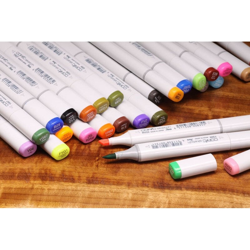 Copic Sketch Marker|AMBER|BLACK|BLUE|BROWN|CAD GREN|DK BLUE|DK DUN|DK OLIVE|FL BLUE|FL CHART|FL PINK|FL PURPL|FL YELLO|GREEN|GREY|HOT PINK|LT DUN|LT OLIVE|OLIVE|ORANG|RED|RUST|RUST OR|SRMP OR|SRMP PNK|SUNSHINE|TAN|VIOLET|YELLOW