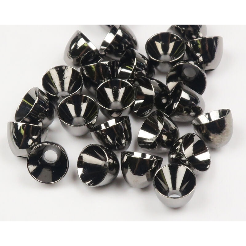 Hareline Brass Cone Heads|Large 1/4″|Black Nickel