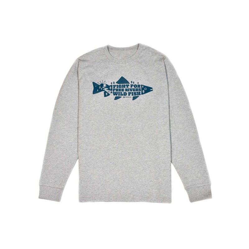 Free Rivers & Wild Fish Long Sleeve T-Shirt Heather Grey