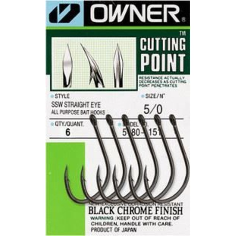 Owner SSW Straight Eye Hooks|6|4|2|1|1/0|2/0|3/0|4/0|5/0|6/0|7/0