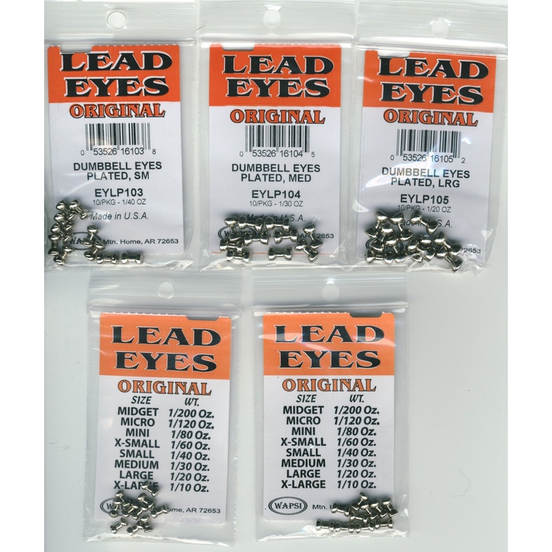 Plated Dumbbell Eyes|Mini|X-Small|Small|Medium|Large|Micro (1/120 oz)|Midget (1/200 oz)