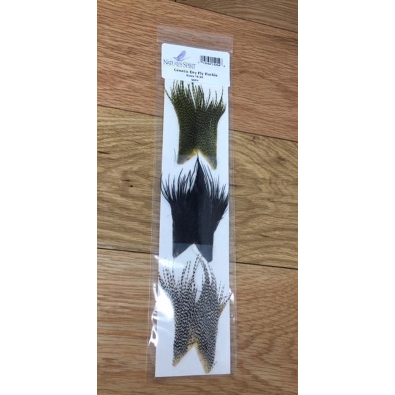 Nature’s Spirit Genetic Dry Fly Hackle – 10 assorted cape tops