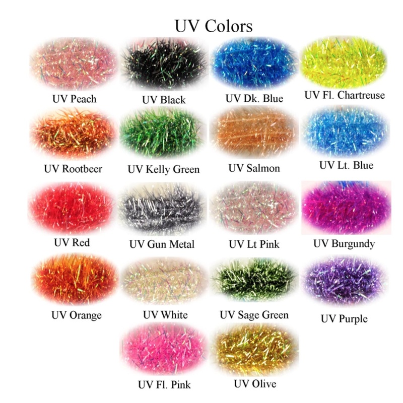 UV Estaz Chenille|Sage Green|Black|Olive|Fl. Chartreuse|Root Beer|Burnt Orange|Purple|Peach|White|Gunmetal