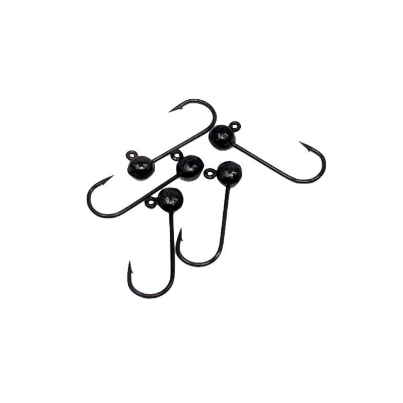 Hareline Black Nickel Round Lead Jighead Hook 5 Pack