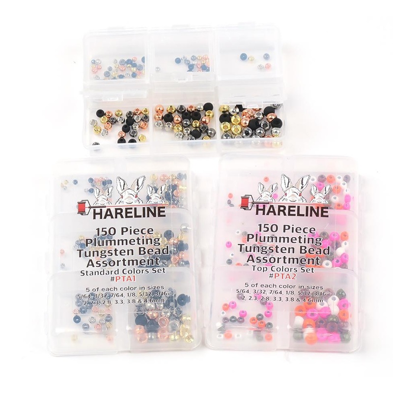 Hareline Plummeting Tungsten Bead 150 Piece Assortment Standard Colors Set #1