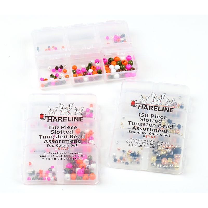 Hareline Slotted Tungsten Bead 150 Piece Assortment Standard Colors Set #1