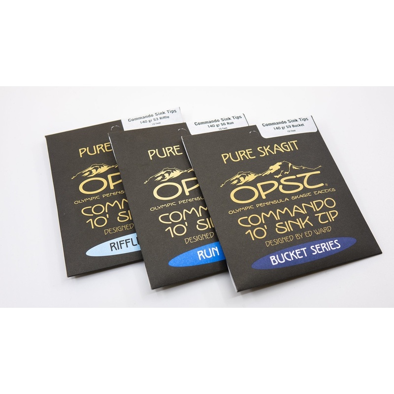 OPST Commando Sink Tip 10’|80 Grain S2 Riffle|80 Grain S4 Run|80 Grain S6 Bucket|110 Grain S6 Run|140 Grain S9 Bucket|110 Grain S3 Riffle|140 Grain S6 Run|110 Grain S9 Bucket|140 Grain S3 Riffle