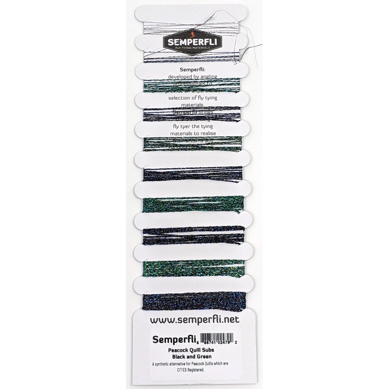 Semperfli Peacock Quill Subs Multicard  Black & Green Peacock