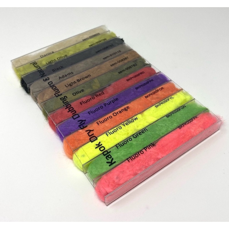 Semperfli Kapok Dry Fly Dubbing Fluoro & Natural Dispenser