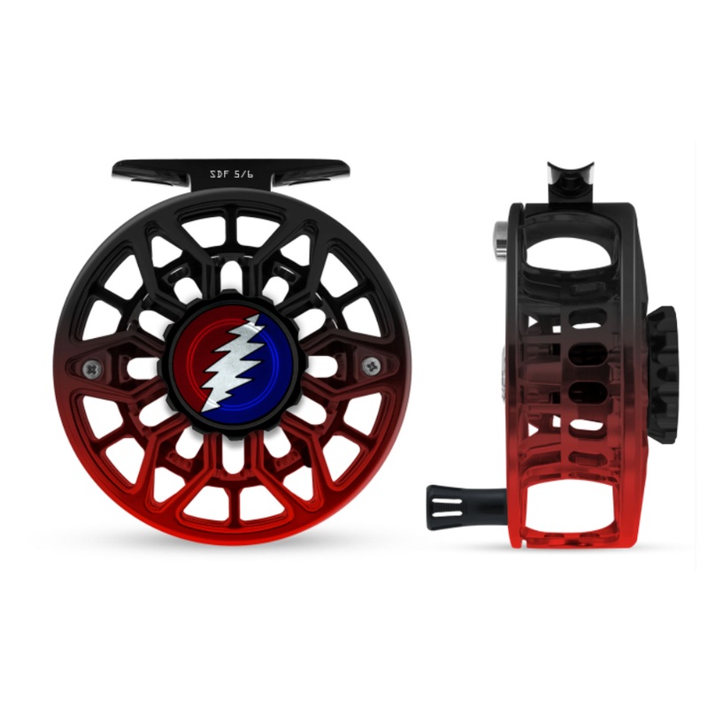 Abel SDF Reel – Grateful Dead Bolt – Black Red Fade Ported 5/6