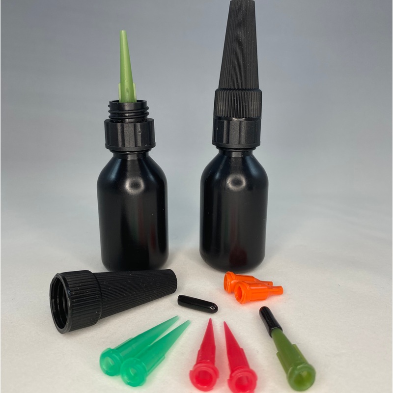 UV Craft Applicator Bottles 2 pack with Luer Lock Tips and Integrated Caps