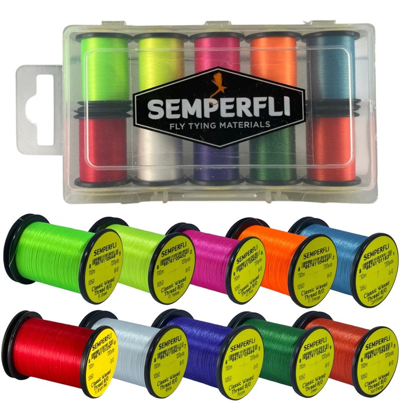 Semperfli Classic Waxed Thread 8/0 110m Attractor Colors Collection