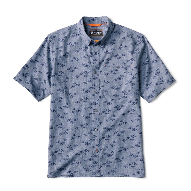 Orvis Men’s Printed Tech Chambray Short Sleeved Shirt