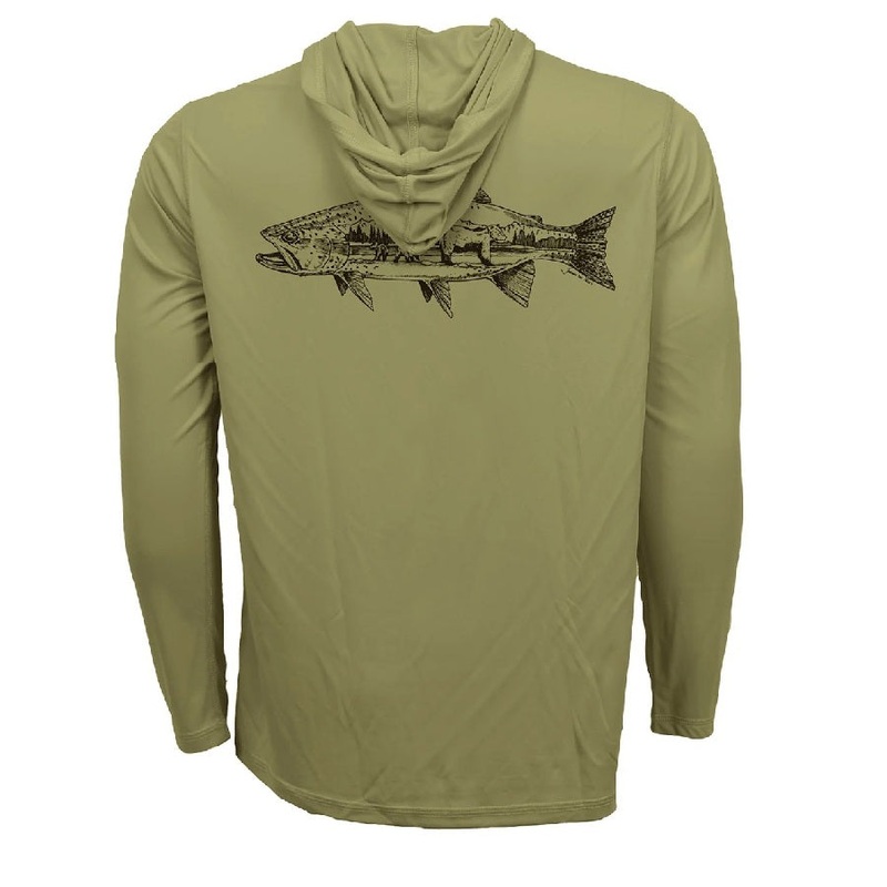 Rep Your Water Men’s Hooded Grizzly Trout UPF Sun Hoody