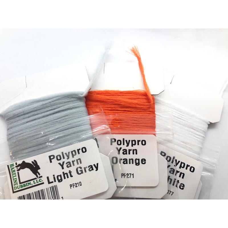Hareline Polypro Yarn|White|Orange|Light Gray