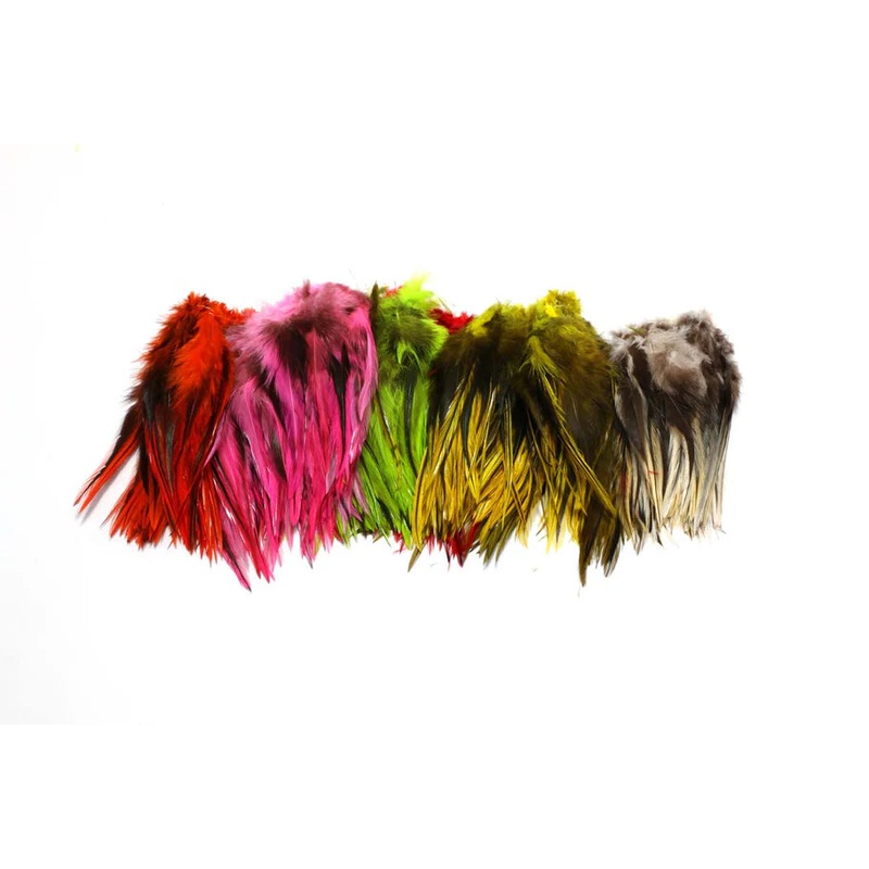 Hareline Badger Saddle Hackle|Natural|Hot Orange|Yellow|Red|Olive|Chartreuse