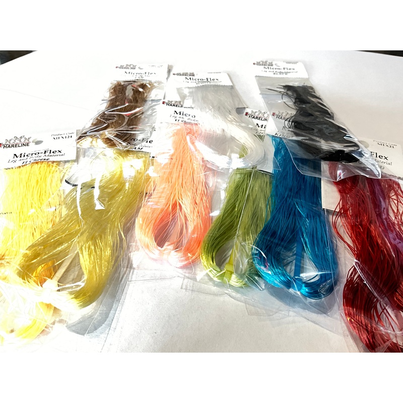 Hareline Dubbin Micro-flex|Black|Light Olive|Tan|Copper|Blood Red|Fl. Cheese|Cream|King Fisher Blue|Fl. Shrimp Pink|White