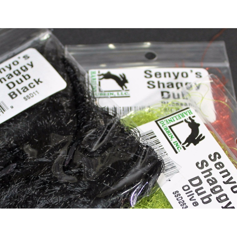 Senyo’s Shaggy Dub|black|medium brown|olive|pheasant tail brown|yellow|Hot Orange|gray