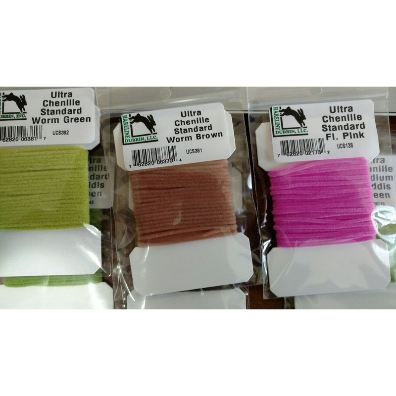 Ultra Chenille|Standard|Fl. Pink|Fl. Red|Red|Tan|Worm Brown|Worm Green|Caddis Green|Dark Olive|Black