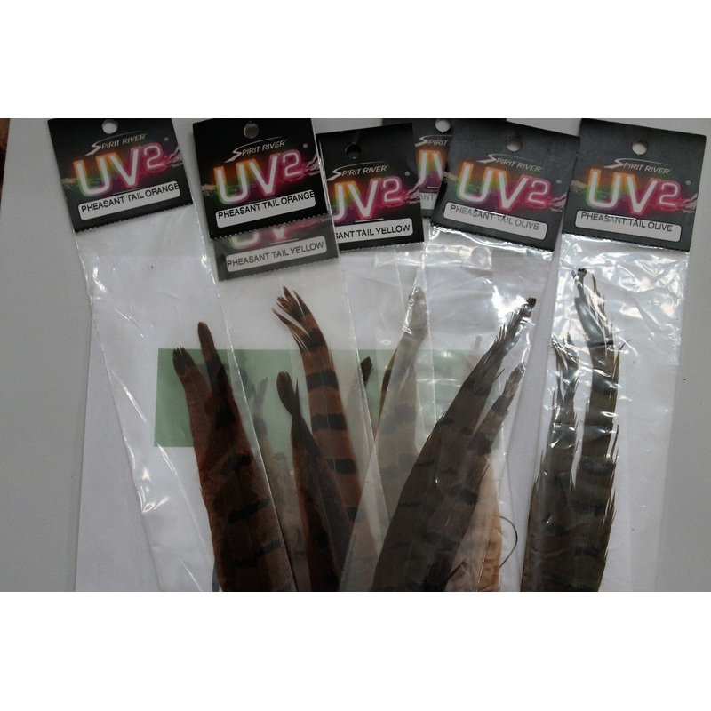 UV2 Ringneck Pheasant Tail|Olive|Ginger|Yellow|Orange|Natural|Kingfisher Blue