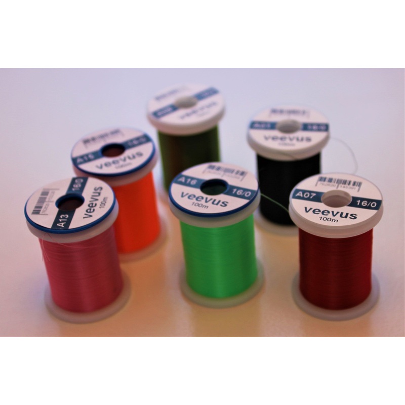 Veevus 16/0 Thread|Black|Fl. Green|Fl. Orange|Olive|Pink|Red|White|Brown|Blue Winged Olive|Rust|Sunburst Yellow