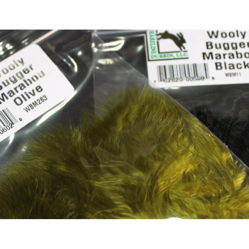 Wooly Bugger Marabou|black|olive|Yellow Olive|Tan|Dark Olive|Sculpin Olive|White|Bright Purple|Shrimp Pink|Shell Pink/Peach|Fl. Chartreuse|Brown