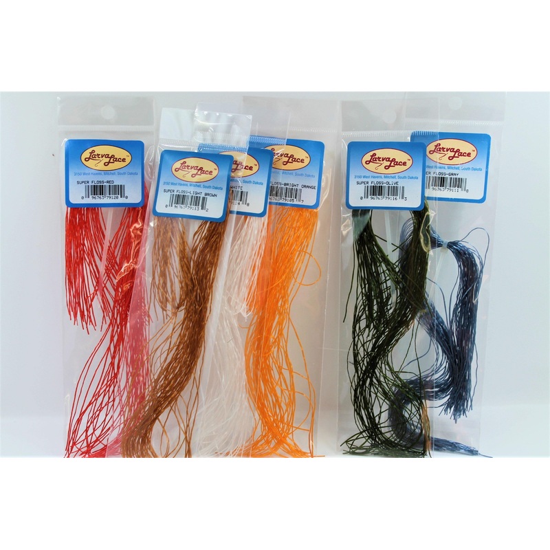 Larva Lace Super Floss|Black|Brown|Bright Orange|Gray|Lt. Brown|Lt. Olive|Olive|Orange|Red|White|Bonefish Tan|Amber|Burgundy