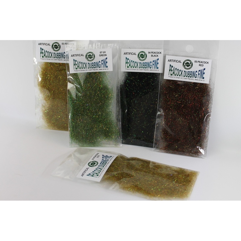 Siman Fine Peacock Dubbing|Green|Bronze|Peacock Eye|Black|Red|Blue|UV Green|UV Black|UV Bronze|Reddish