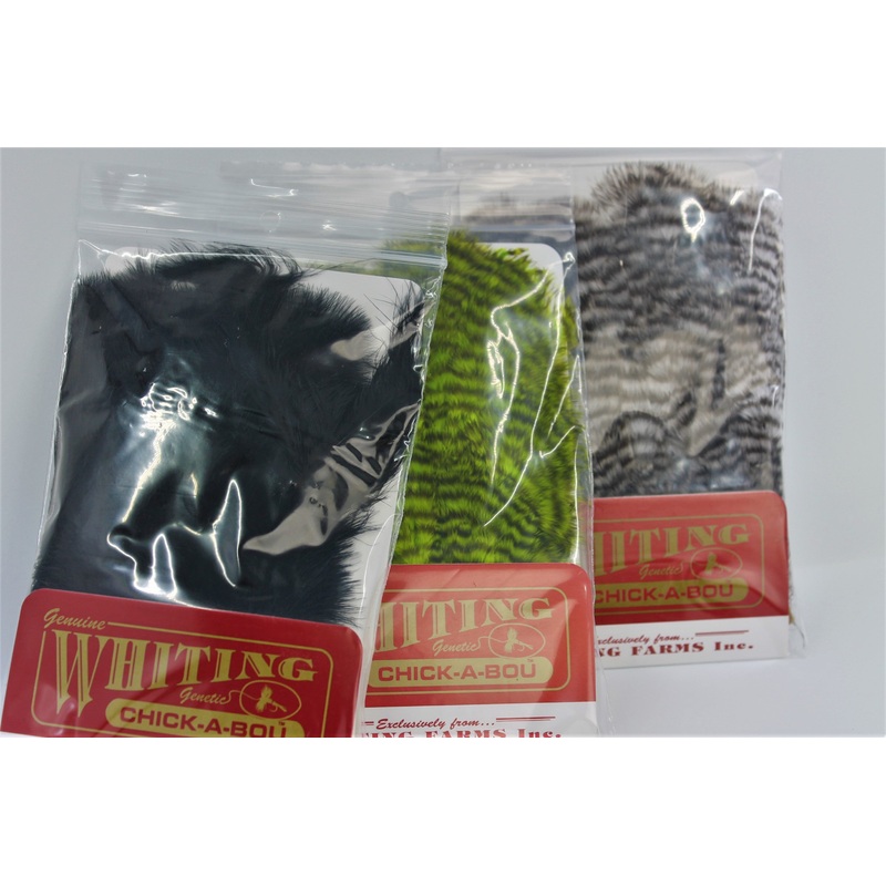 Whiting Chickabou Patch|Grizzly Olive|Grizzly|Black|Grizzly Fl. Green|Grizzly Brown|Grizzly Tan|Grizzly Salmon|White|Grizzly Golden Olive|Salmon|White dyed Golden Olive|Tan