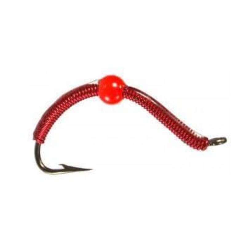 Firebead Steely Worm – Red – Size 6
