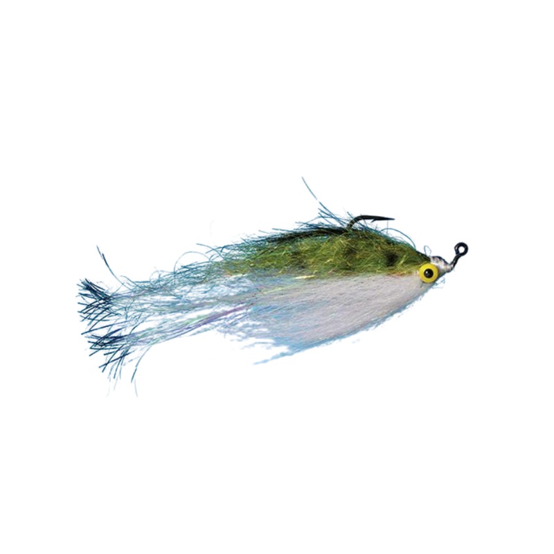 Flashtail Clouser – Olive/White – Size 3/0