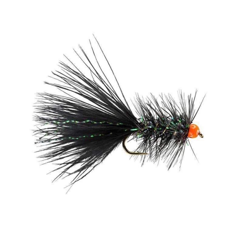 Tungsten Bead Krystal Bugger – Black/Orange