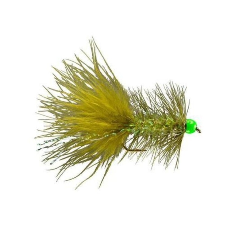 Tungsten Bead Krystal Bugger – Olive/Chartreuse